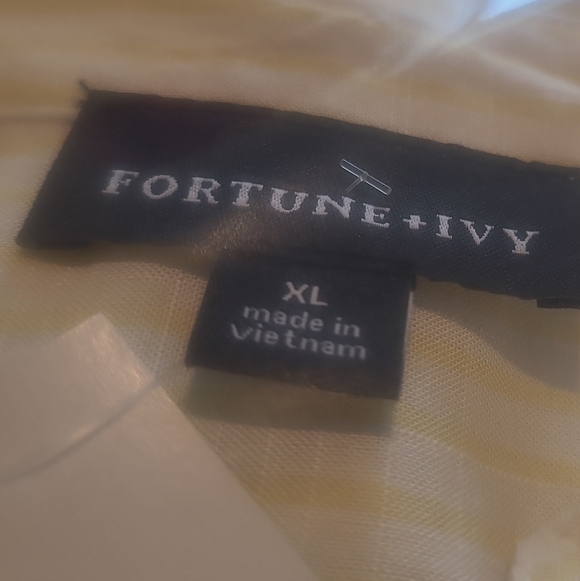 Fortune + Ivy Women's Light Yellow Button-Down Shirt - Picture 8 of 10